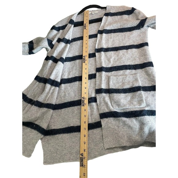 Madewell SMALL S Striped Kent Cardigan Merino Wool Stripe Sweater Gray Blue - Picture 11 of 11